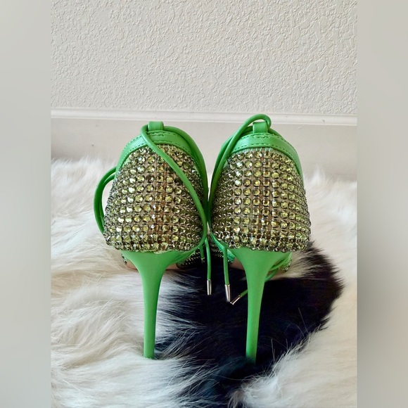 Steve Madden Vanity Green Rhinestone Lace-Up Heels Size 8 - Picture 5 of 9